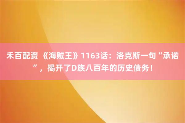 禾百配资 《海贼王》1163话：洛克斯一句“承诺”，揭开了D族八百年的历史债务！